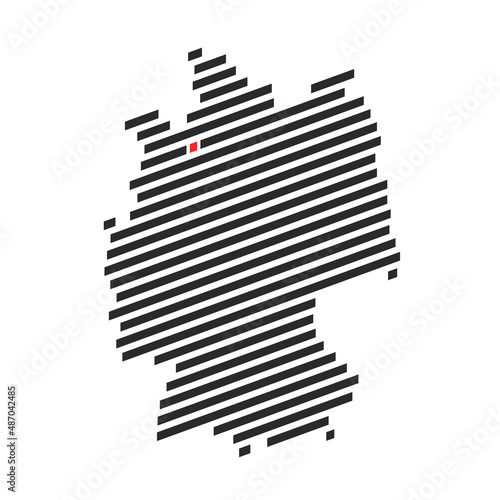 Bremen  Moderne Deutschlandkarte mit roter Markierung vom Bundesland