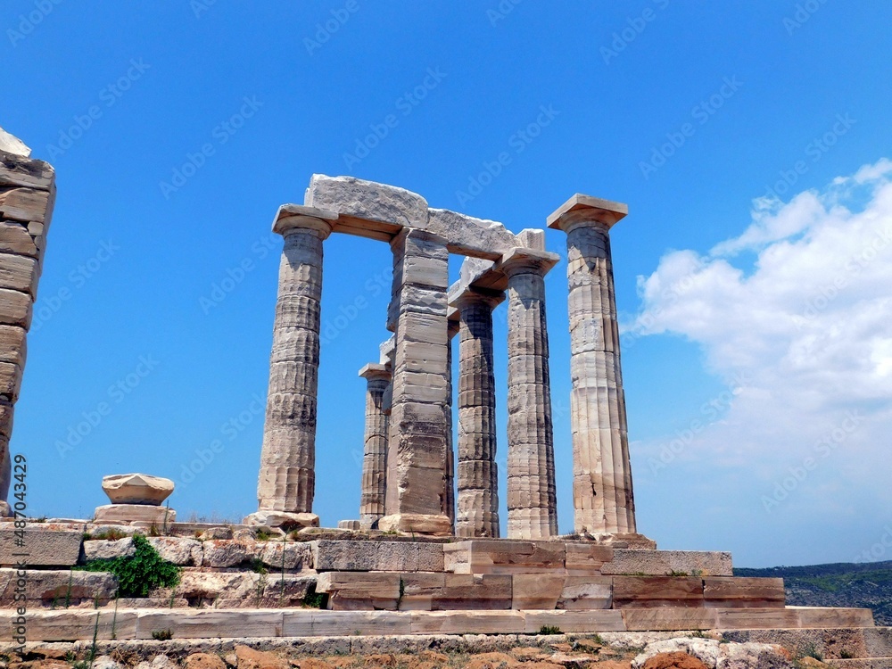 Ruins of the temple of Poseidon or Neptune, at cape Sounion, Attica, Greece