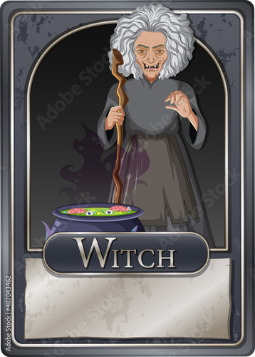 Scary witch character game card template