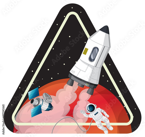 Rocket in the space badge