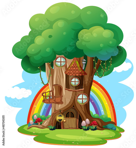 Isolated fantasy tree house on white background