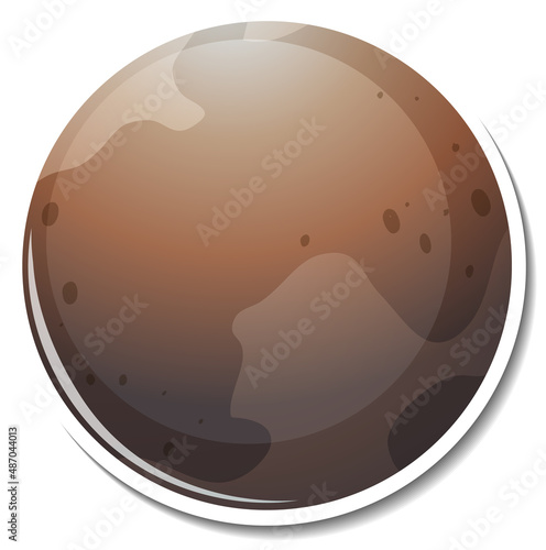 Sticker template with Pluto planet isolated