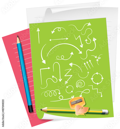 Arrow doodles on green paper