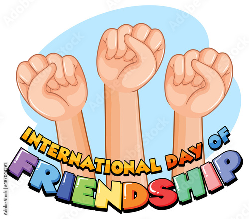 International day of friendship font logo with three fist hands