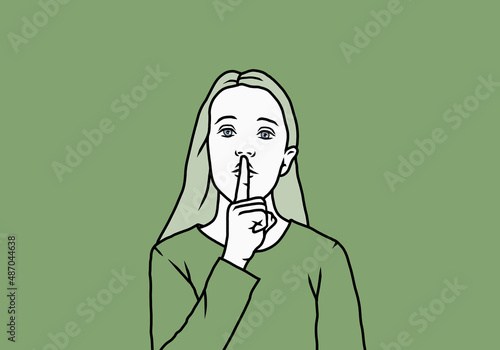 Portrait of woman gesturing quiet shhh
 photo