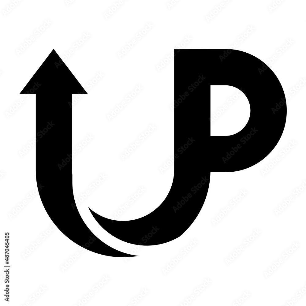 Up letter u and p logo template startup concept arrow up rise heights success Up letter u and p logo template startup concept arrow up rise heights success