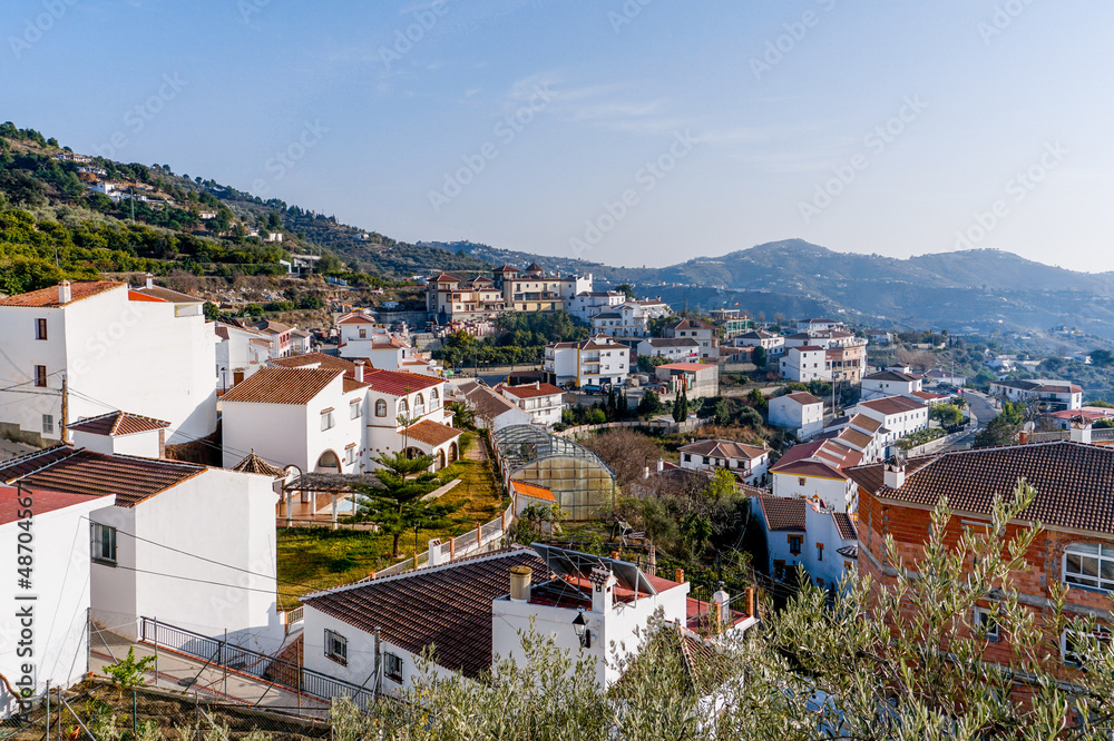 small village in the backcountry of Andalusia with whitewashed houses