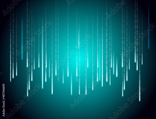 turquoise binary code falling numbers background