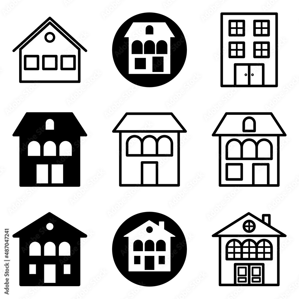 House Flat Icon Set Isolated On White Background House Flat Icon Set Isolated On White Background
