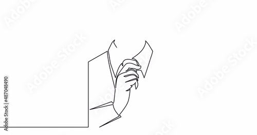 Self drawing line animation incognito man anonymous continuous line concept