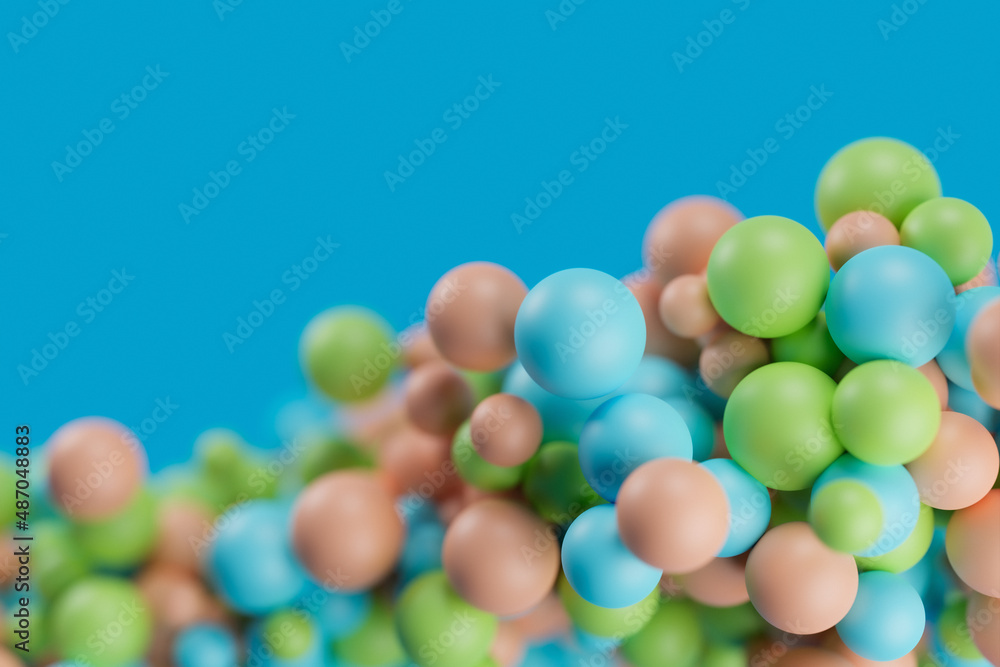 Abstract 3D background of colorful spheres with shallow depth of field and copy space. Abstract 3D background of colorful spheres with shallow depth of field and copy space.