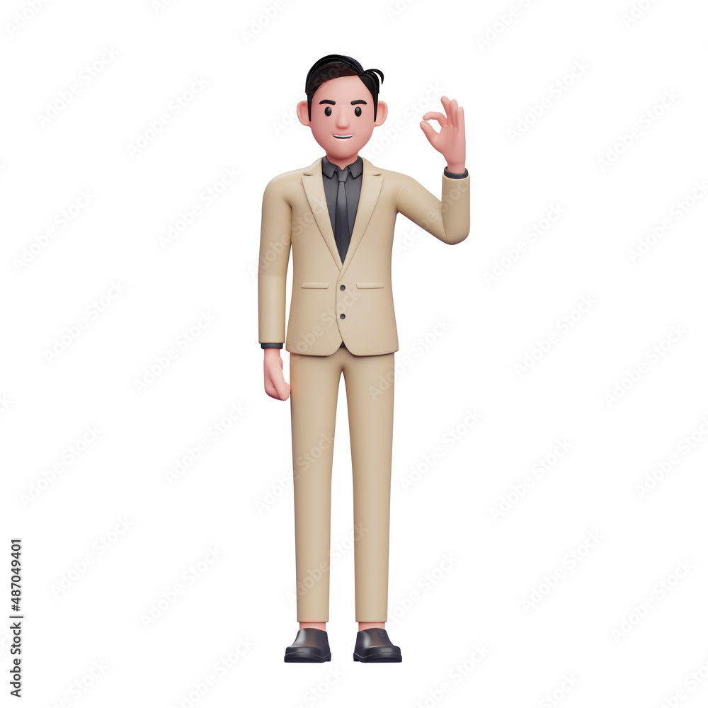 3d businessman give ok sign finger, Nice Work 3D render businessman character illustration 3d businessman give ok sign finger, Nice Work 3D render businessman character illustration