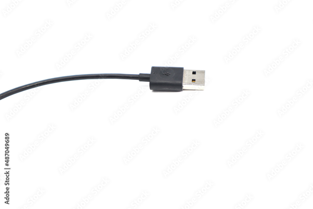 USB cable isolated on white background. USB plug. Protocol, connect and data or information concept. USB cable isolated on white background. USB plug. Protocol, connect and data or information concept.