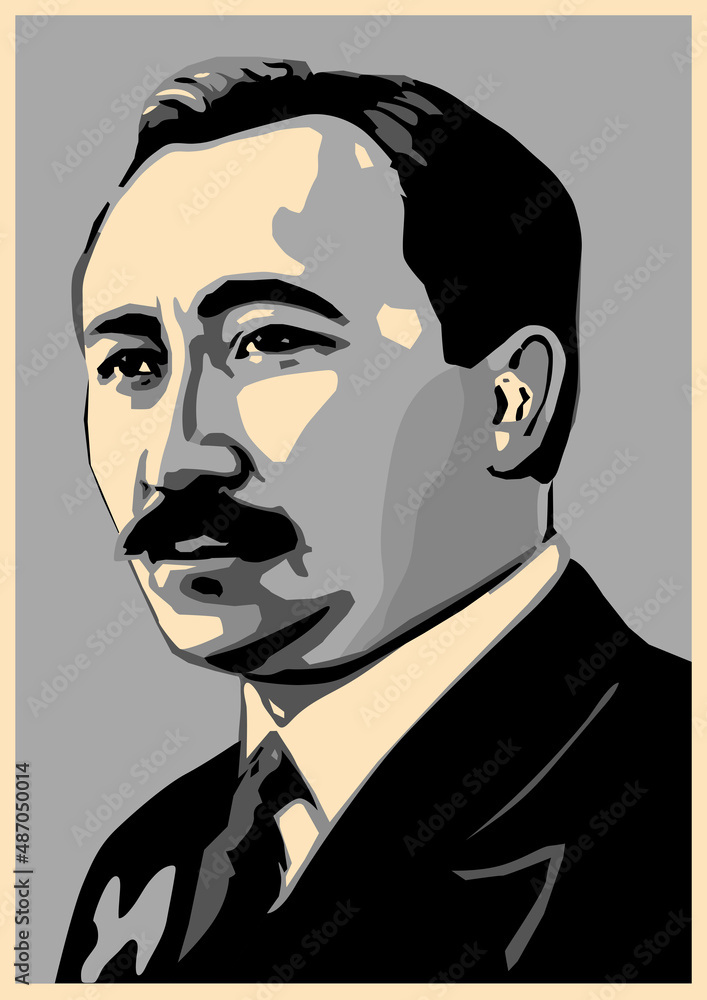 Seyfulin Saken kazakh poet and writer, founder of the literature of Kazakhstan. Vector illustration Seyfulin Saken kazakh poet and writer, founder of the literature of Kazakhstan. Vector illustration