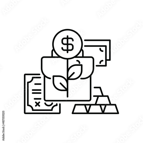 growth of the investment portfolio with different investments. Line icon