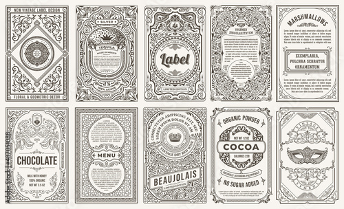 Vintage vector set retro cards. Template greeting card border or invitation photo