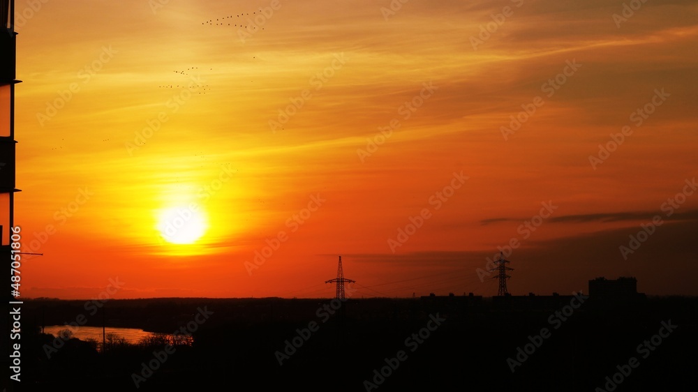 sunset over the city