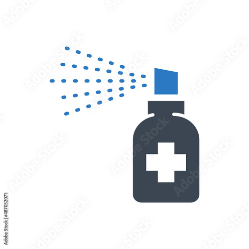 Medical alcohol spray disinfector related vector glyph icon. Disinfector sign. Sanitizer icon. Isolated on white background. Editable vector illustration