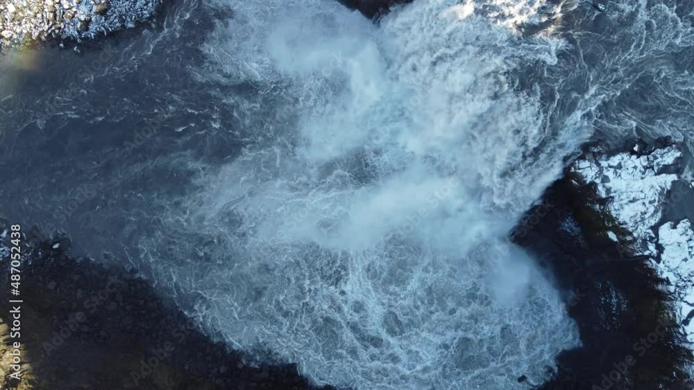 Top view of deep waterfall, static camera Top view of deep waterfall, static camera