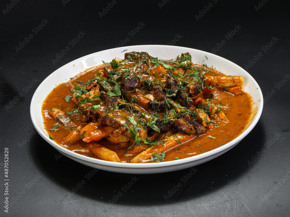 Roasted beef with potato and sauce Roasted beef with potato and sauce