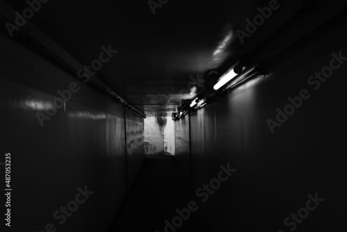 Imaginary landscape. A small, dark and lonely underpass. 