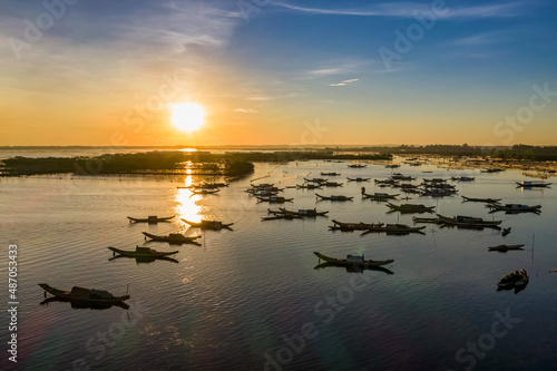 Quang Loi lagoon in group lagoon Tam Giang in Hue, Vietnam