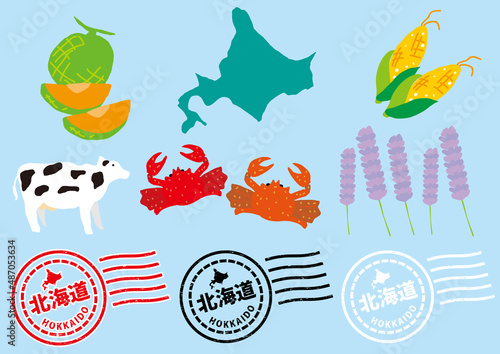 手描きの北海道イラストセット　イラスト素材