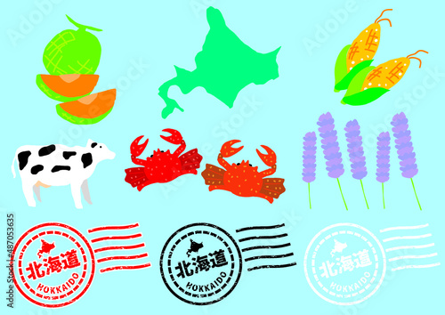 手描きの北海道イラストセット　イラスト素材