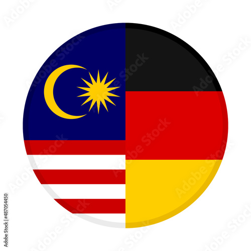 round icon with malaysia and germany flags. vector illustration isolated on white background