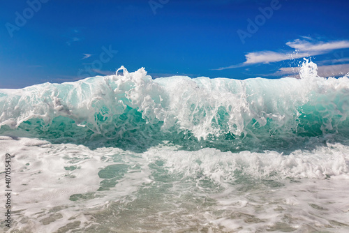 Waves crashing Ionian sea in Greece.