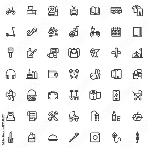 Lifestyle and entertainment line icons set