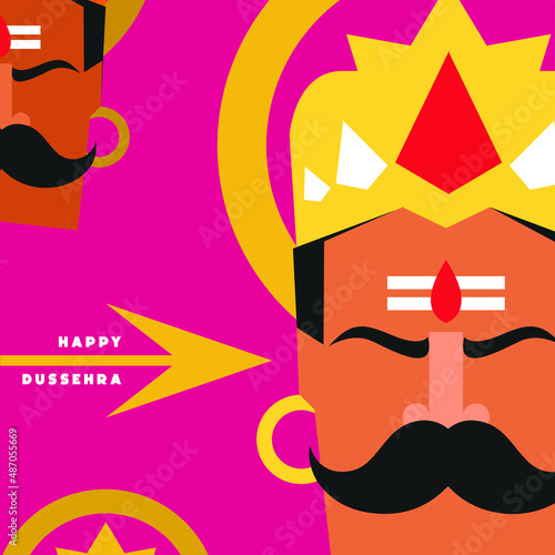 Happy Dussehra, illustration of arrows and ravan, Indian festival Dussehra, killing ravan