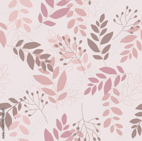 Print. Seamless background with foliage. Botanical pattern. Pink floral pattern. Wedding decoration. paper, fabric, wallpaper