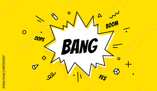 Banner Bang. Banner, speech bubble, poster and sticker concept, geometric style with text Bang. Explosion design, message speech bubble boom for banner, poster, web. Vector Illustration