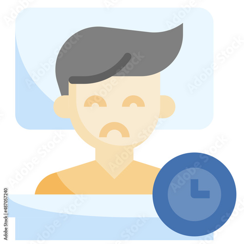 SLEEP DISORDER flat icon,linear,outline,graphic,illustration