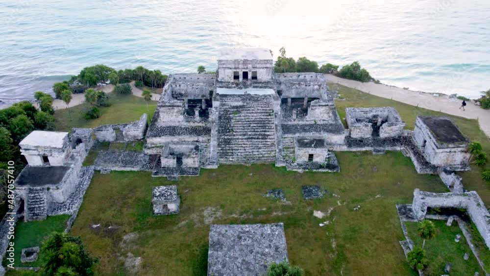 Caribbean sea, mexican beach, tulum, archeological zone Caribbean sea, mexican beach, tulum, archeological zone