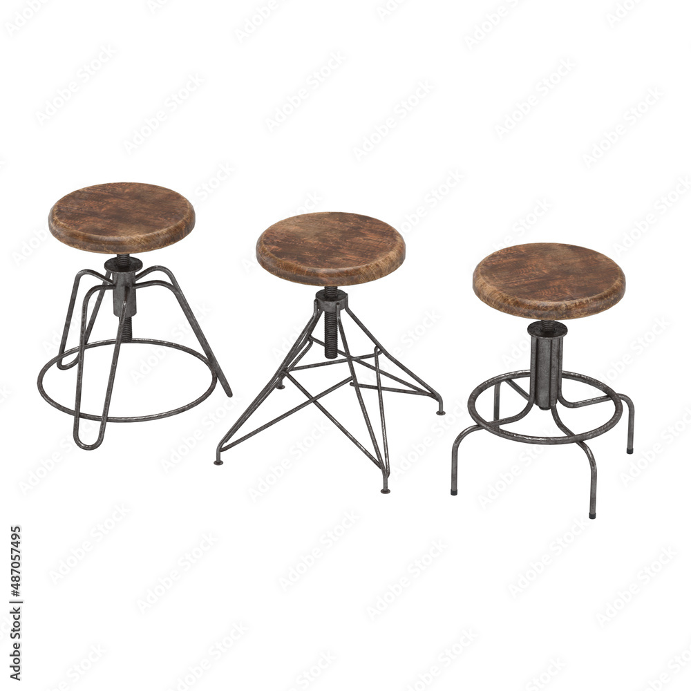 Loft bar stool - 3d illustration isolated on a white background Loft bar stool - 3d illustration isolated on a white background