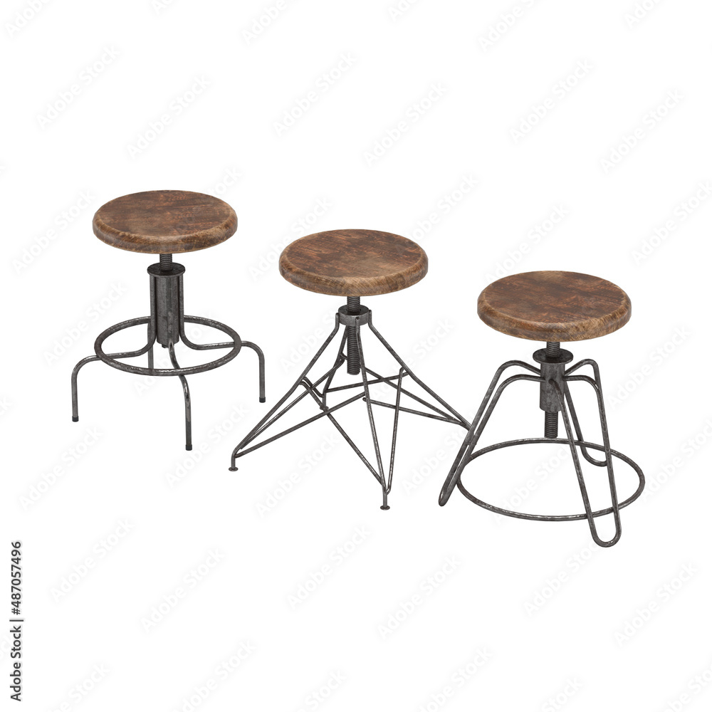 Loft bar stool - 3d illustration isolated on a white background Loft bar stool - 3d illustration isolated on a white background