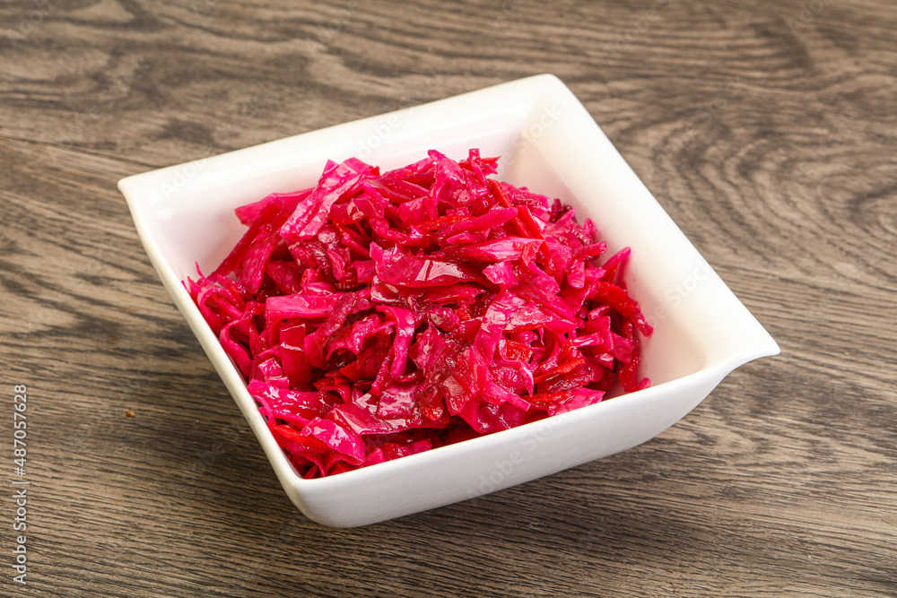 Marinated red cabbage in the bowl Marinated red cabbage in the bowl