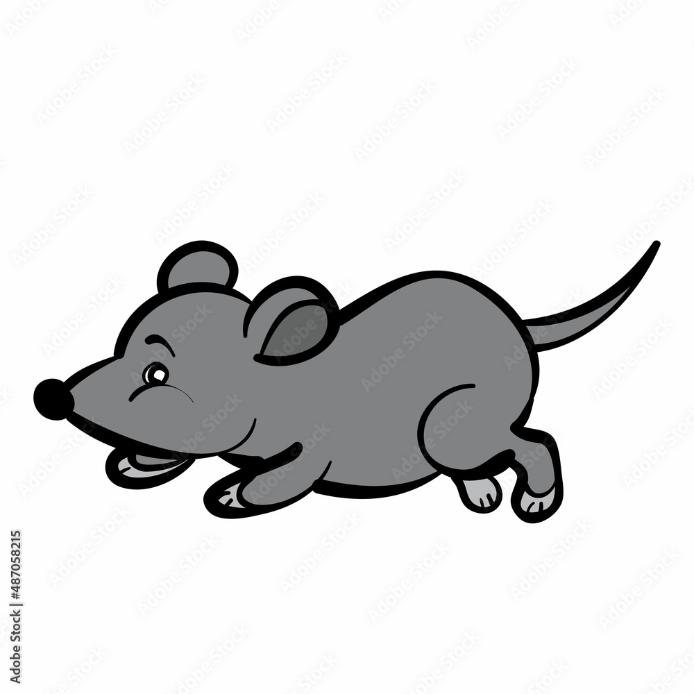the character of a gray mouse that runs away, cartoon illustration, isolated object on a white background, vector, the character of a gray mouse that runs away, cartoon illustration, isolated object on a white background, vector,
