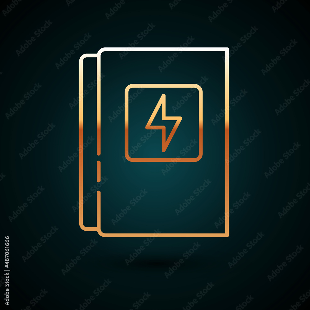 Gold line Electrical panel icon isolated on dark blue background. Vector Gold line Electrical panel icon isolated on dark blue background. Vector