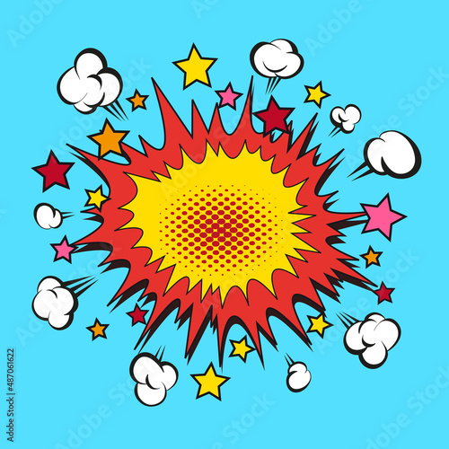 Boom comic book explosion, vector illustration