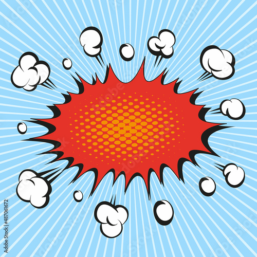 Boom comic book explosion, vector illustration