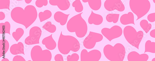 Happy Valentine's Day with hearts horizontal banner. Background with