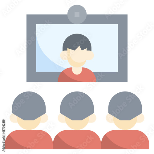 MEETING flat icon,linear,outline,graphic,illustration