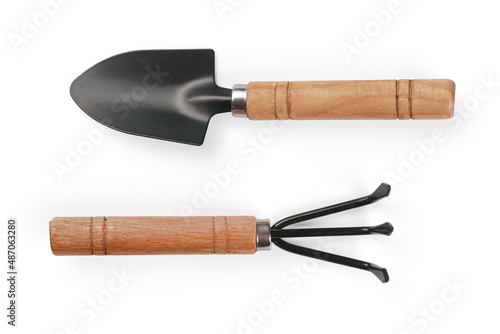 Obraz na płótnie Small shovel and rake isolated with clipping path w salonie