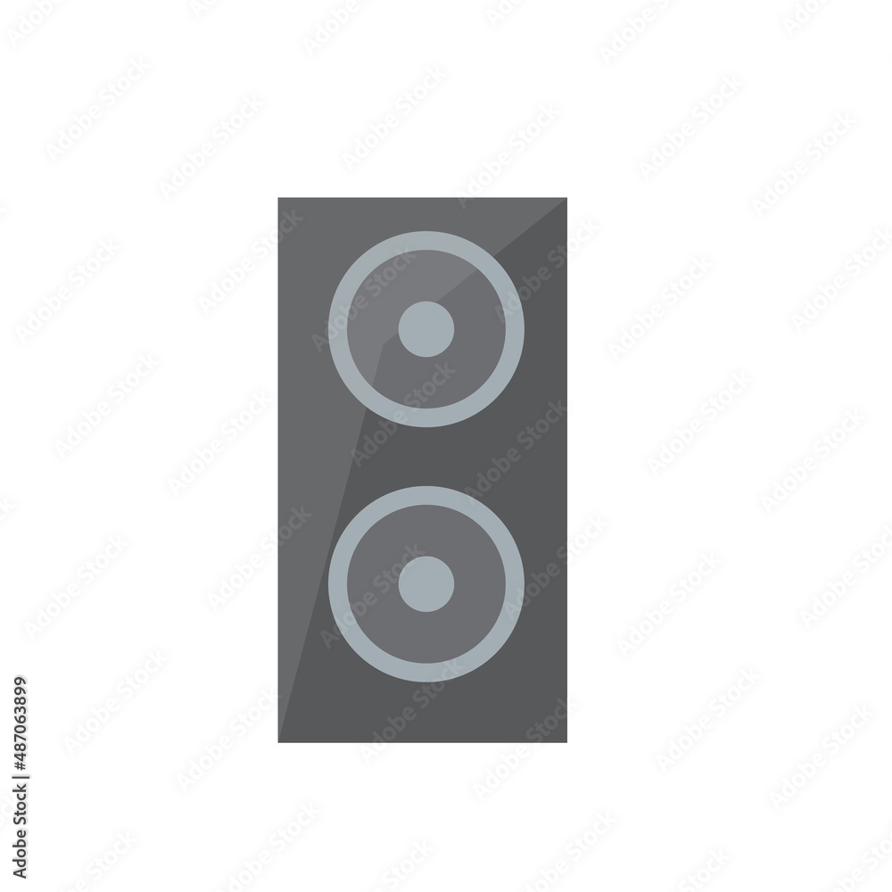 Gray loudspeaker. Hi-fi or high-end class acoustic speaker or audio monitor icon on white background Gray loudspeaker. Hi-fi or high-end class acoustic speaker or audio monitor icon on white background