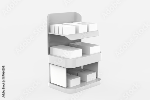 Display stand  retail display stand for product   display stands isolated on white background. 3d illustration