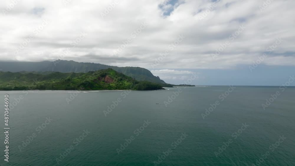 West Side of Hanalei Bay, towards Makahoa point in Kauai island, Hawaii, USA. Aerial West Side of Hanalei Bay, towards Makahoa point in Kauai island, Hawaii, USA. Aerial