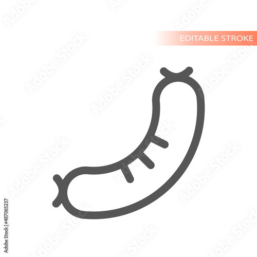 Sausage simple vector symbol. Outlined icon, editable stroke.